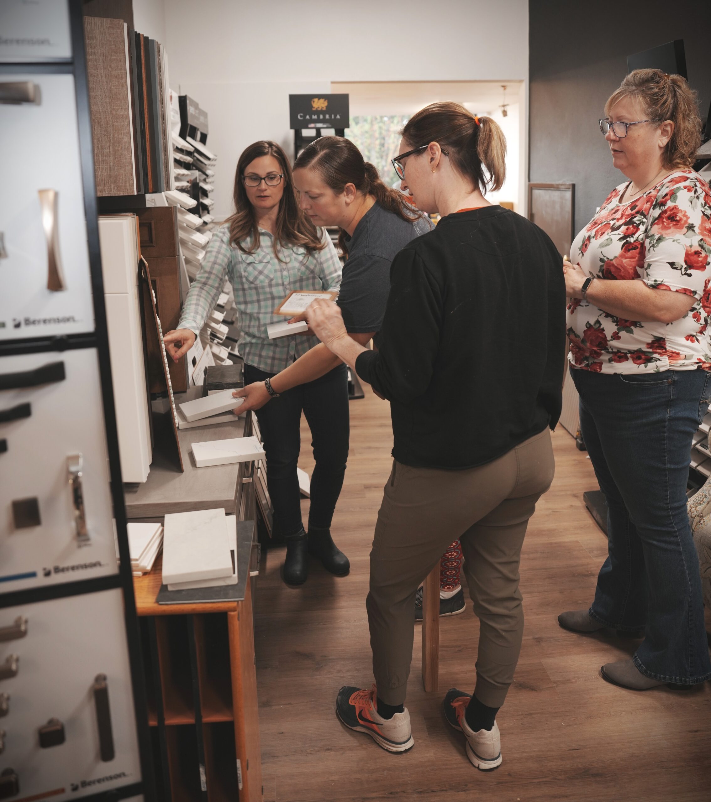 Four of the SheBuilds women gather in the new Showroom.